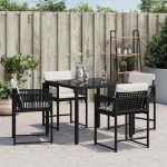 Sedie da Giardino con Cuscini 4 pz Nere in Polyrattan