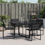 Sedie da Giardino con Cuscini 4 pz Neri in Acciaio e Textilene