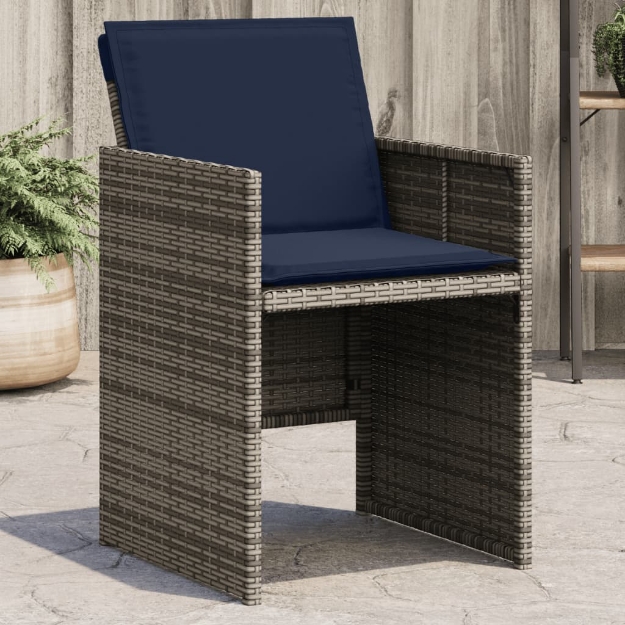 Sedie da Giardino con Cuscini 4pz Grigio in Polyrattan