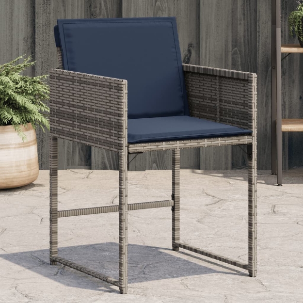 Sedie da Giardino con Cuscini 4pz Grigio in Polyrattan