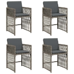Sedie da Giardino con Cuscini 4pz Grigio in Polyrattan