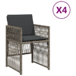 Sedie da Giardino con Cuscini 4pz Grigio in Polyrattan