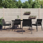 Sedie da Giardino con Cuscini 4pz Nere 56,5x57x83 cm Polyrattan