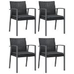 Sedie da Giardino con Cuscini 4pz Nere 56,5x57x83 cm Polyrattan