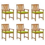 Sedie da Giardino con Cuscini 6 pz in Legno Massello di Acacia