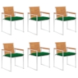 Sedie da Giardino con Cuscini 6 pz in Legno Massello di Acacia