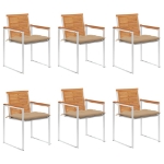 Sedie da Giardino con Cuscini 6 pz in Legno Massello di Acacia