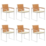 Sedie da Giardino con Cuscini 6 pz in Legno Massello di Acacia