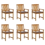 Sedie da Giardino con Cuscini 6 pz in Legno Massello di Acacia
