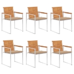 Sedie da Giardino con Cuscini 6 pz in Legno Massello di Acacia