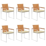 Sedie da Giardino con Cuscini 6 pz in Legno Massello di Acacia