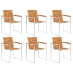 Sedie da Giardino con Cuscini 6 pz in Legno Massello di Acacia