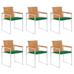 Sedie da Giardino con Cuscini 6 pz in Legno Massello di Acacia