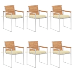 Sedie da Giardino con Cuscini 6 pz in Legno Massello di Teak