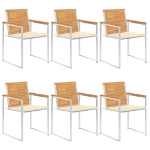 Sedie da Giardino con Cuscini 6 pz in Legno Massello di Teak