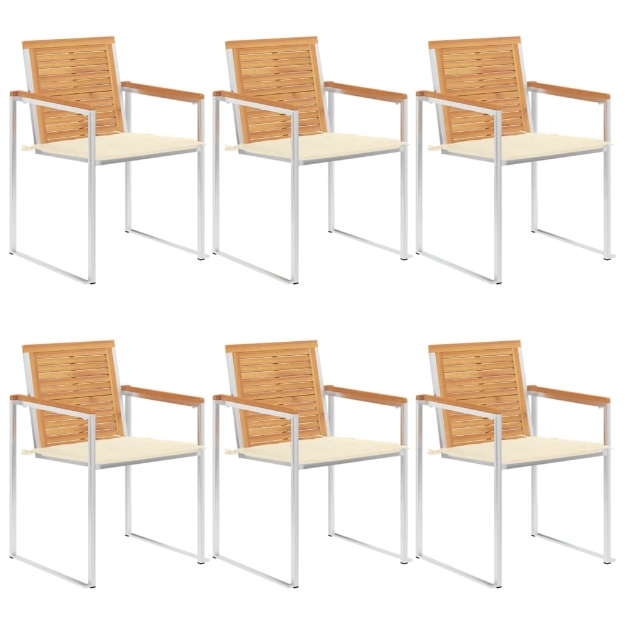 Sedie da Giardino con Cuscini 6 pz in Legno Massello di Teak