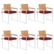 Sedie da Giardino con Cuscini 6 pz in Legno Massello di Teak