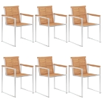 Sedie da Giardino con Cuscini 6 pz in Legno Massello di Teak