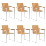 Sedie da Giardino con Cuscini 6 pz in Legno Massello di Teak