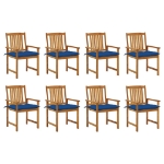 Sedie da Giardino con Cuscini 8 pz in Legno Massello di Acacia