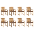 Sedie da Giardino con Cuscini 8 pz in Legno Massello di Acacia