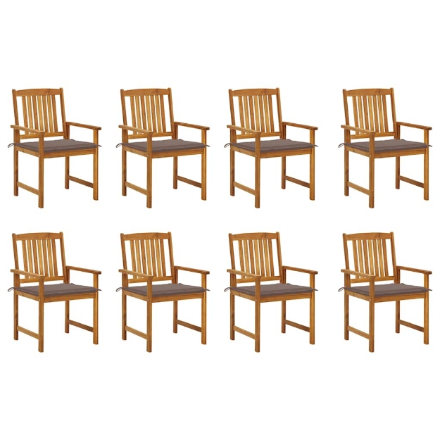 Sedie da Giardino con Cuscini 8 pz in Legno Massello di Acacia