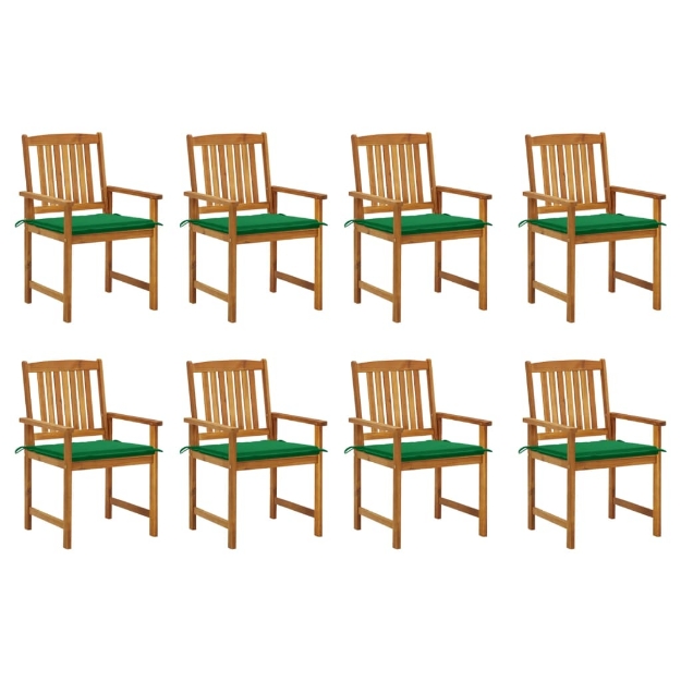 Sedie da Giardino con Cuscini 8 pz in Legno Massello di Acacia