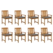 Sedie da Giardino con Cuscini 8 pz in Legno Massello di Acacia