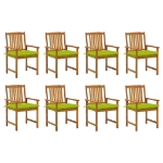 Sedie da Giardino con Cuscini 8 pz in Legno Massello di Acacia