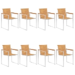 Sedie da Giardino con Cuscini 8 pz in Legno Massello di Teak
