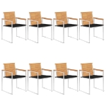 Sedie da Giardino con Cuscini 8 pz in Legno Massello di Teak