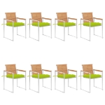 Sedie da Giardino con Cuscini 8 pz in Legno Massello di Teak