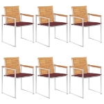 Sedie da Giardino con Cuscini 8 pz in Legno Massello di Teak