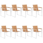 Sedie da Giardino con Cuscini 8 pz in Legno Massello di Teak