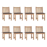 Sedie da Giardino con Cuscini 8 pz in Legno Massello di Teak