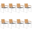 Sedie da Giardino con Cuscini 8 pz in Legno Massello di Teak