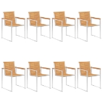 Sedie da Giardino con Cuscini 8 pz in Legno Massello di Teak