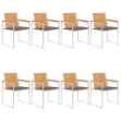 Sedie da Giardino con Cuscini 8 pz in Legno Massello di Teak