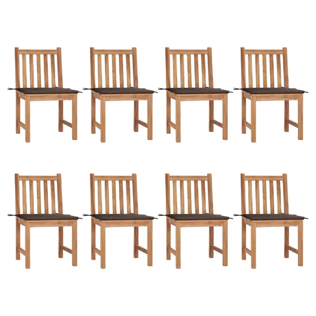 Sedie da Giardino con Cuscini 8 pz in Legno Massello di Teak