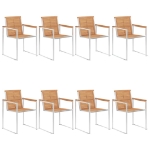 Sedie da Giardino con Cuscini 8 pz in Legno Massello di Teak
