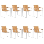 Sedie da Giardino con Cuscini 8 pz in Legno Massello di Teak