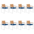 Sedie da Giardino con Cuscini 8 pz in Legno Massello di Teak