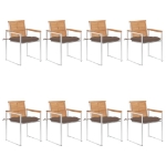 Sedie da Giardino con Cuscini 8 pz in Legno Massello di Teak