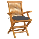 Sedie da Giardino con Cuscini Antracite 3pz Legno Massello Teak