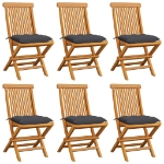 Sedie da Giardino con Cuscini Antracite 6 pz Massello di Teak