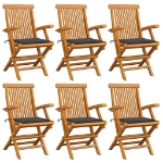 Sedie da Giardino con Cuscini Antracite 6pz Legno Massello Teak