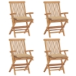 Sedie da Giardino con Cuscini Beige 4 pz Legno Massello di Teak