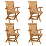 Sedie da Giardino con Cuscini Beige 4pz Legno Massello di Teak