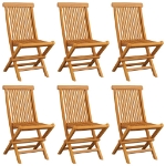 Sedie da Giardino con Cuscini Beige 6 pz in Massello di Teak