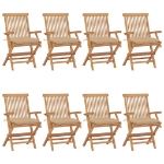 Sedie da Giardino con Cuscini Beige 8pz Legno Massello di Teak
